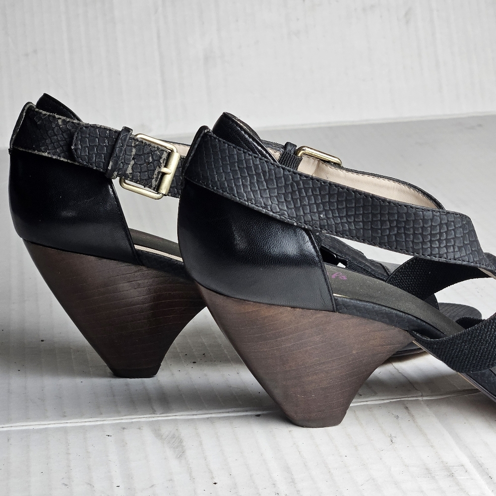 MRKT. Dakota Women Black Mid Wedge Stretch Sandals Size 9.5 Medium - Picture 4 of 13